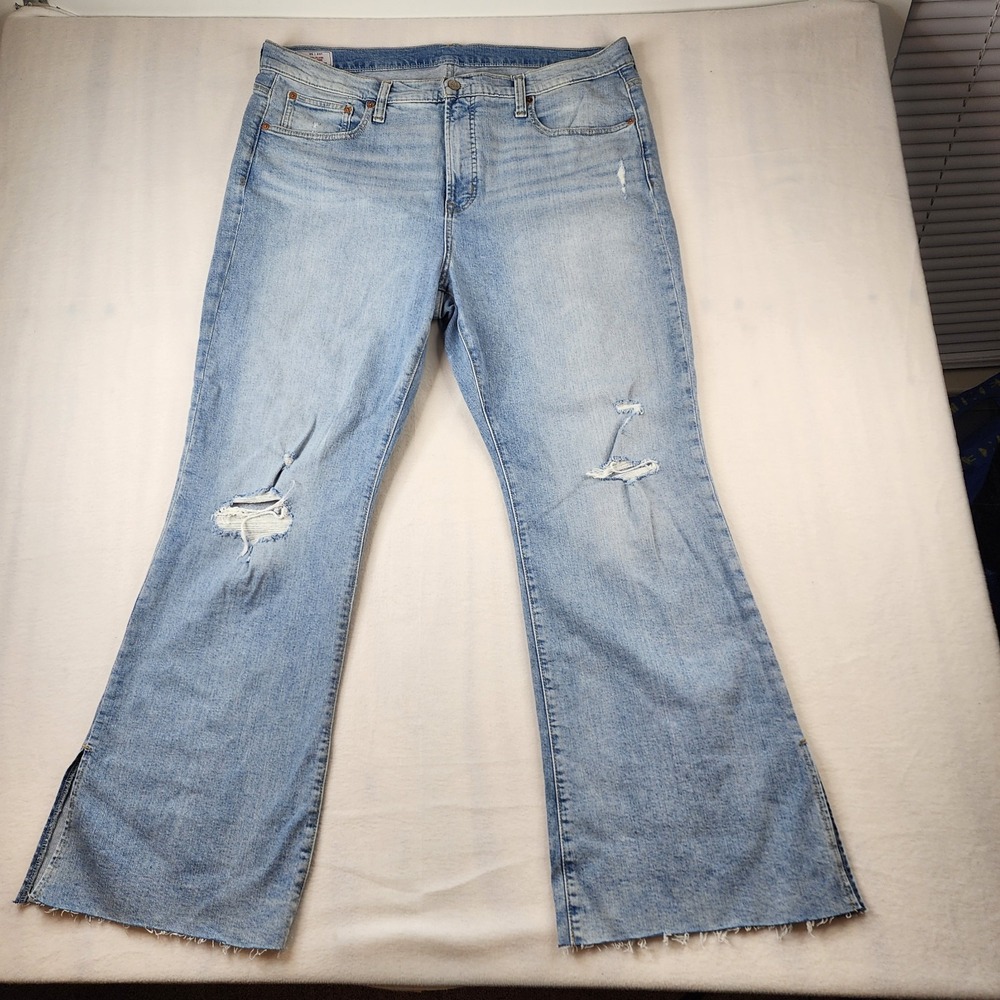 Gap Jeans Womens 20 Blue 70s Flare High Rise Light Wash Denim Raw Hem Distressed
